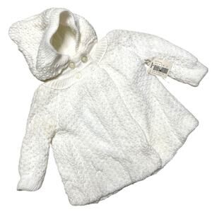 Sears Vintage White Sweater Hoodie Baby Jacket Deadstock size 12M